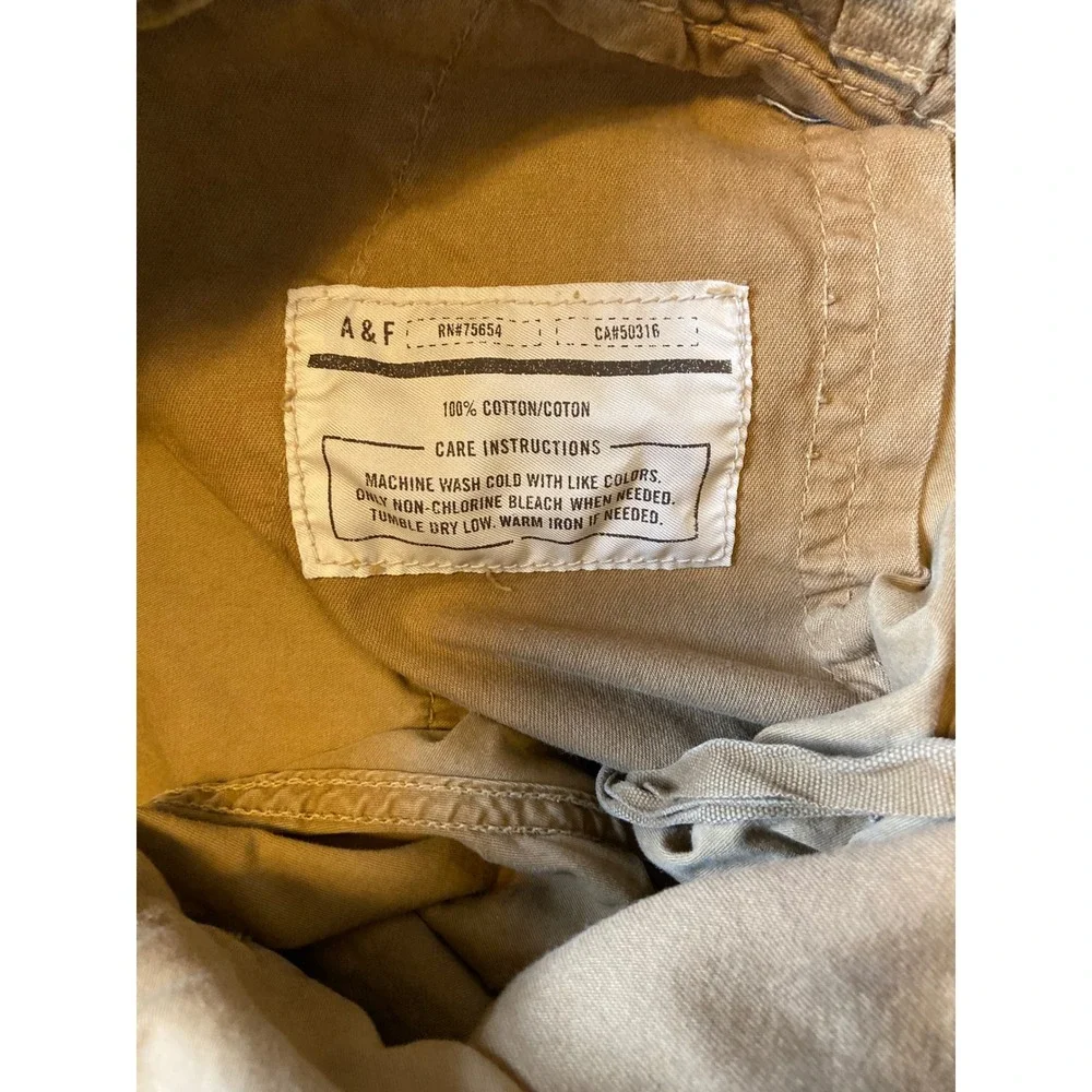 Abercrombie & Fitch Adirondack Cargo Pants Mens XL Tan Khaki Ankle Zip Cotton